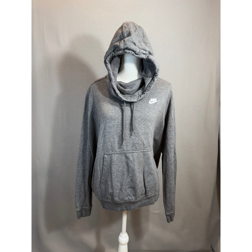 Nike Funnel Neck Hoodie Gray Fleece Pullover Men's XL Cowl Neck